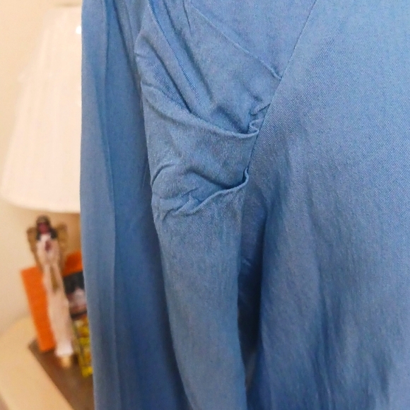 Citrus Apparel Blue Balloon Sleeve Blouse Medium NWT - Picture 8 of 15